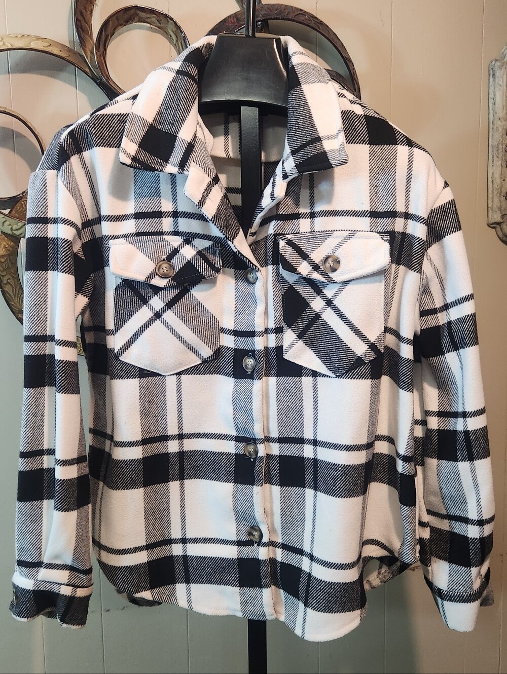 LOVE TREE Flannel Button Down Shacket